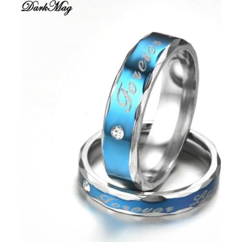 DarkMag Top Quality Concise Zircon Wedding stainless steel material Rose Gold love forever engagement Ring Never Fade Jewelry