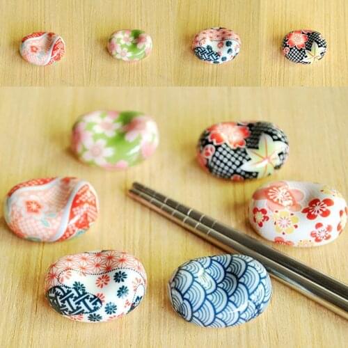 Chopsticks Holder Ceramic Sakura Japanese Style Mini Jade Pillow Chopstick Stand Rack Portable Pen Holder for Holding Best Gift