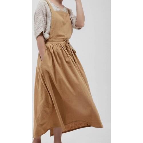 Long Cotton Apron Florist Artist Painter Craft Flower Shop Work Wear Waitress Cafe Barista Pastry Chef Catering Event Uniform D9