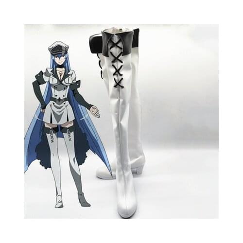 Esdeath Cosplay Shoes Anime Akame ga KILL Empire Cosplay Costume General Apparel Full Set Uniform Outfit Cosplay Wig Boots