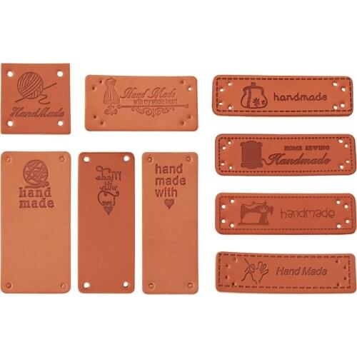 Pandahall Word Handmade PU Leather Labels Embossed Tags for Sewing Garment DIY Craft Leather Tags Bags Shoes Hat Decorations