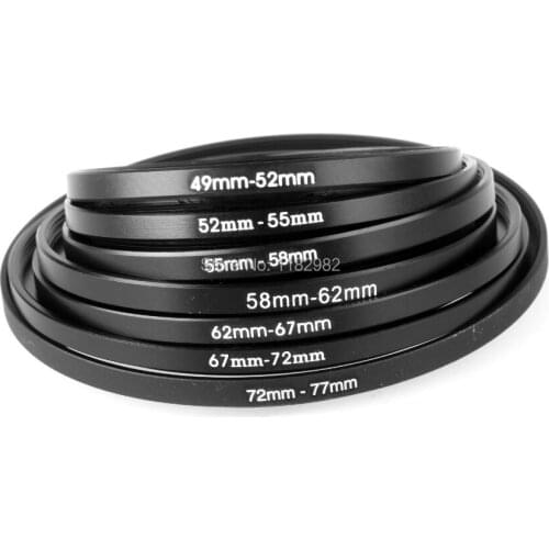 7pcs 49-52-55-58-62-67-72-77 mm Camera Lens Ring Step Up Filter Ring Stepping Adapter Set