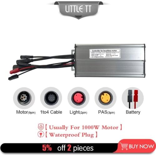 Electric Bike Waterproof Connector 36V 48V Brushless 12 Mosfet 30A ebike controller 1000W For Electric Bicycle Conversion Kits