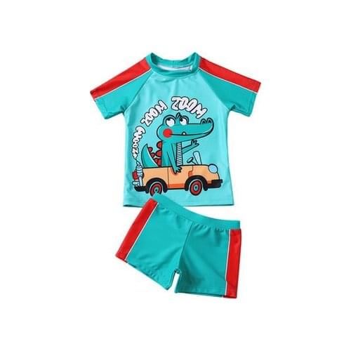 2-6 Years Boys SwimTrunks 2021 New Arrival Fashional Two Piece Childrens Swimwear Swimsuit Cartoon Alligator Ptint TB083