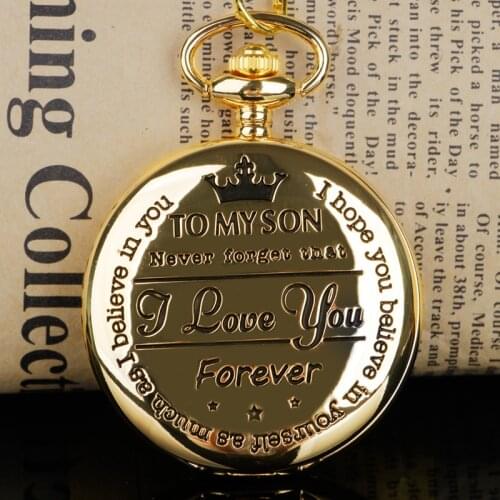 Quartz Pocket Watch Chain To My Son Necklace Fob Watches Men Childrens Day Kids Gift Present