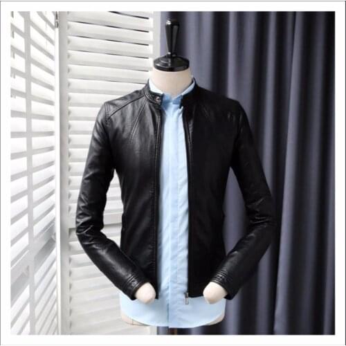 M-3xl Autumn New Youth Mens Pu Leather Motorcycle Jacket Korean Fashion Short Paragraph Pu Leather Jacket Coats Tide