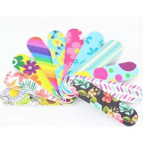 10/pcs Mini NailFile Double Side EVA 100/180 Nail Buffer Angle Nail File Washable Grit Sanding Tool Buffing Random