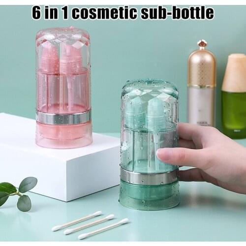 6 In 1 Multifunction Refillable Bottles Travel Dispenser Shampoo Lotion Shower Gel Dispenser Bottle Portable Cosmetic Container