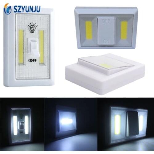 COB LED Magnetic Switch Night Light Battery Operated Cordless Under Cabinet Lighting With Magnetic & Sticker Night Lamp