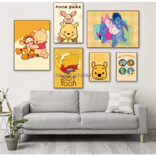 Cartoon Winnie The Pooh Disney Wall Art anime Picture Canvas Painting Poster Room Print on The Wall Kids Bedroom Home Decoration