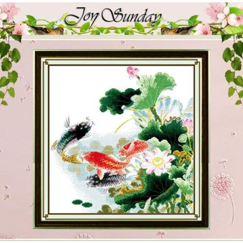Lotus&carps Patterns Counted Cross Stitch 11CT 14CT Cross Stitch Sets Wholesale animals Cross-stitch Kits Embroidery Needlework