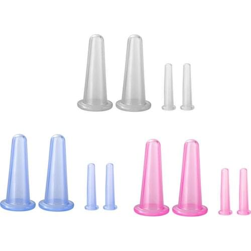 4 Pcs Massage Vacuum Cupping Set Silicone Face Cuping Therapy Cup Anti Cellulite Body Massage Health Care