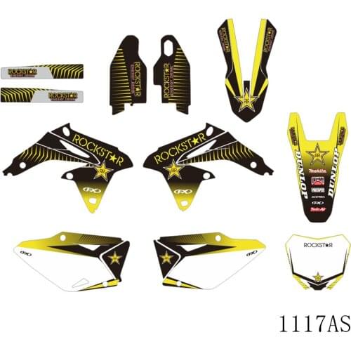 Full Graphics Decals Stickers Motorcycle Background Custom Number Name 3M Matte For SUZUKI RMZ450 RMZ 450 2008-2017