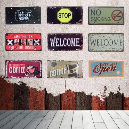 NO Smoking Metal Painting Sign Tin Signs Vintage Garage License Plate Plaque Poster Bar Club Style Iron Wall Decor 30*15CM C6