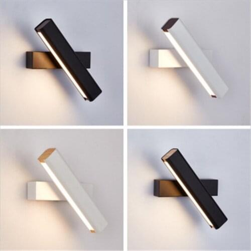 Nordic Bedroom Bedside Simple Modern Personality Creative Aisle Lights Cafe Living Room Rotating Reading LED Wood Wall Lights