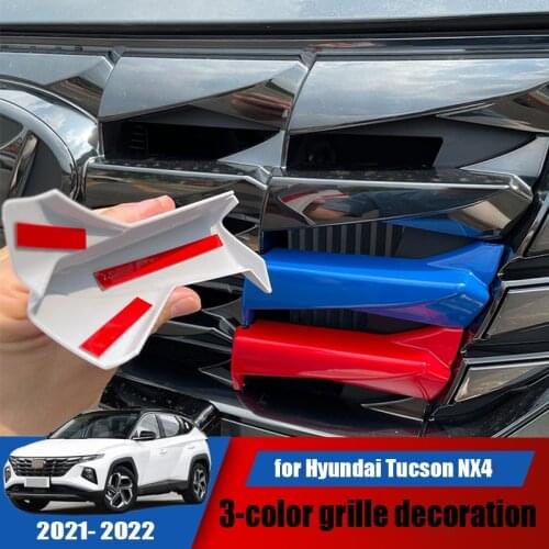 Newly modified car front grille ABS three-color personality decoration suitable for Hyundai Tucson NX4 2021 2022