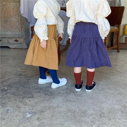 2021 Autumn New Girls' Cute Dot Print Skirt Childrens Casual All-match Skirt Fall Clothes for Kids Childrens Skirt