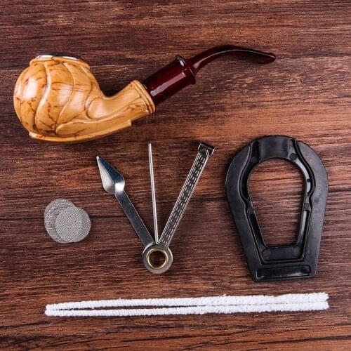 New Brown Hammer shape bakelite smoking pipe With Filter tobacco pipe Smoke Send 4 Pipe Tools gift Box smoking accessories CF292