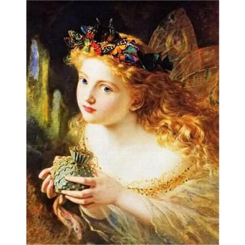 New Arrivals Girl & Butterfly DIY Full Round Diamond Painting 3D Embroidery Cross Stitch Rhinestone Mosaic Home Decor Art Y586