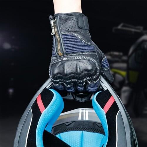 Motorcycle Gloves Men 's Genuine Leather Motorbike Riding Glove Breathable Protective Motocross Gloves Guantes Moto