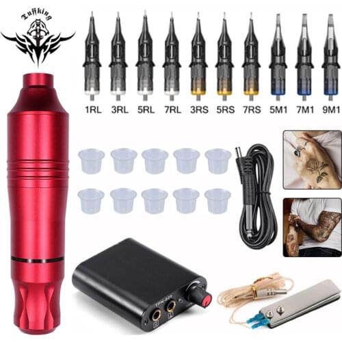 Professional Tattoo Machine Set Rotary Gun Tattoo Pen Needles Set Permanent Makeup Machine Accessories Strong Quiet Motor Supply