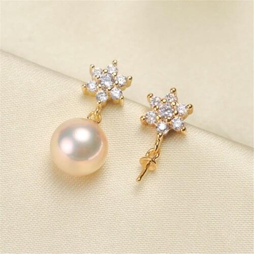 925 Silver Pearl Beads Stud Earrings Setting Base Diy Jewelry Making Findings&Components
