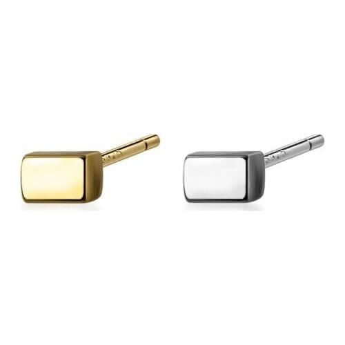 Lo Paulina Simple S925 Silver Rectangular Block Bar Stud Earrings 2Pairs/lot For Women Gifts Joyas Bijoux Fine Jewelry 2021