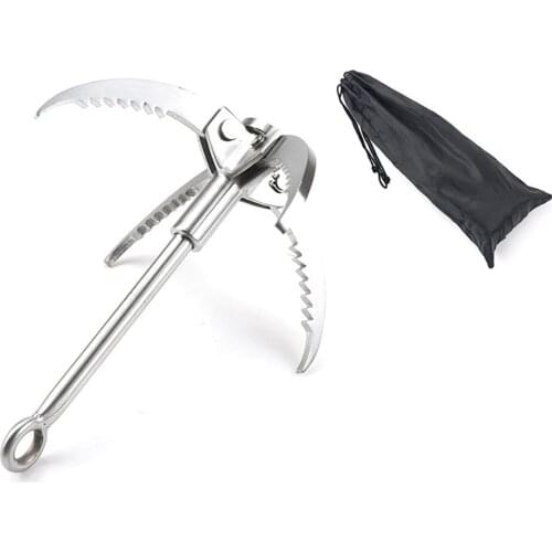 Outdoor Survival Stainless Steel Climbing Claw Hiking Fishing Foldable Grappling Hook Claw