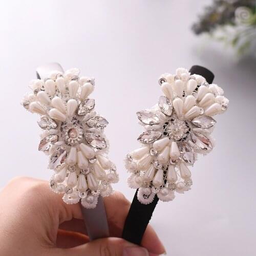 100% Handmade Pearl Wedding Headpiece Wedding Hair Accessories For Brides Baroque Hair Hoop Wedding Tiara Headpieces For Bride