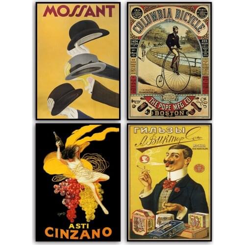 Mossant Hats Amtrak Florida Columbia Bicycle A. Viktorsons Cigarette Papers Vintage French Advertising Poster Travel Poster Art