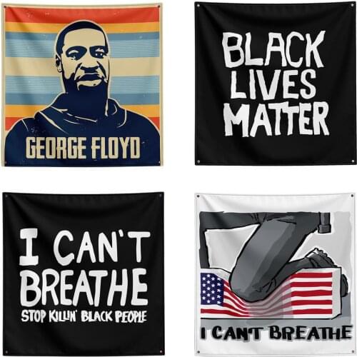 I CAN'T BREATHE BLACK LIVES MATTER Flag Portable March Tapestry Wall Hanging For Outdoor Street
