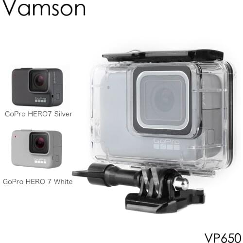 Vamson for Go pro Hero 7 Silver 7 White Waterproof Case Diving Protective Cover Housing Mount 60M Camera Accessory VP650