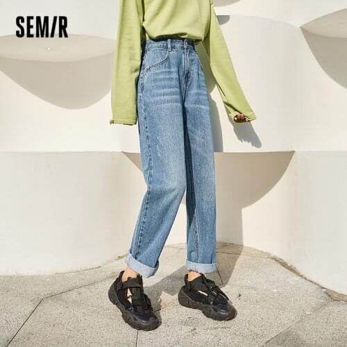 SEMIR Jeans Women Loose Loose 2021 Autumn New Wild Slim Straight Leg Pants Design Sense Trousers