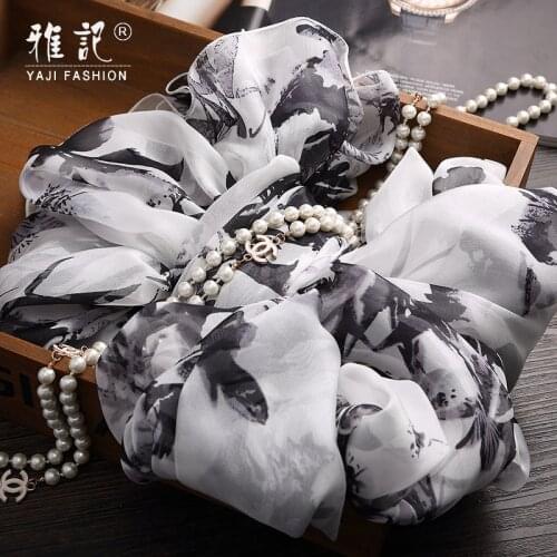 Women Fashion Long printed silk silk scarf female Black and white Printed orchid bamboo Hangzhou spring autumn winter spring
