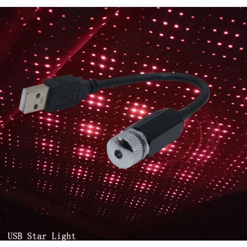 1 Pcs Ambient Lights Car Roof Star Light Projector Atmosphere Galaxy Lamp USB Decorative Lamp Adjustable Car Interior Light