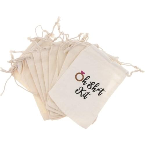 10pcs Oh Shit Kit Gift Bags Jewelry Candy Bag Wedding Favors Vintage Linen Bags Pouch Gift Party Supplies