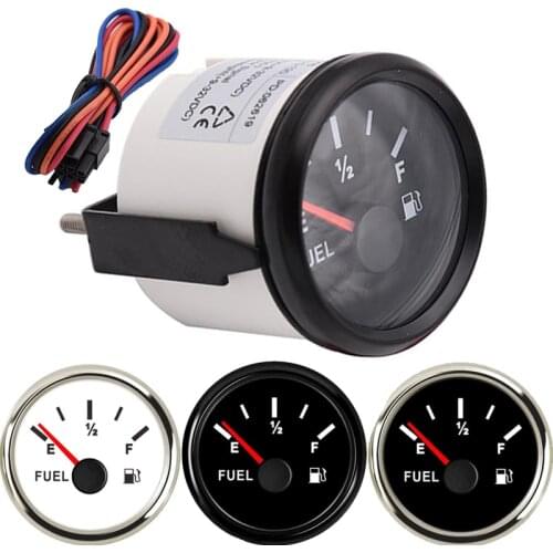 2" 52mm Waterproof 12V Car Boat Fuel Level Gauge Black Face Car Meter E-1/2-F Fuel level indicator Red Pointer FOR motorcycle