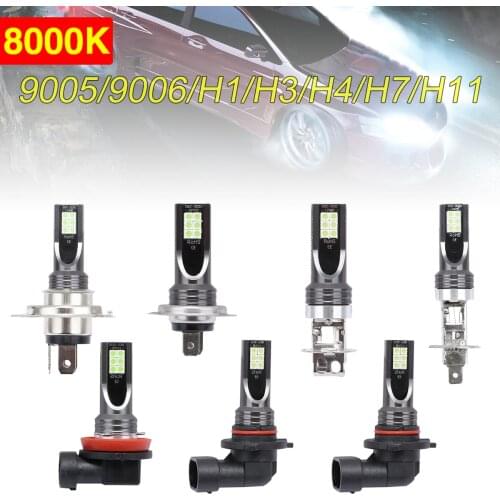2pcs LED Car Headlight H1 H3 H7 H8 H9 H11 HB3 HB4 9005 9006 1200LM 8000KFront Light Driving Running Fog Lamp Automobile LED Bulb