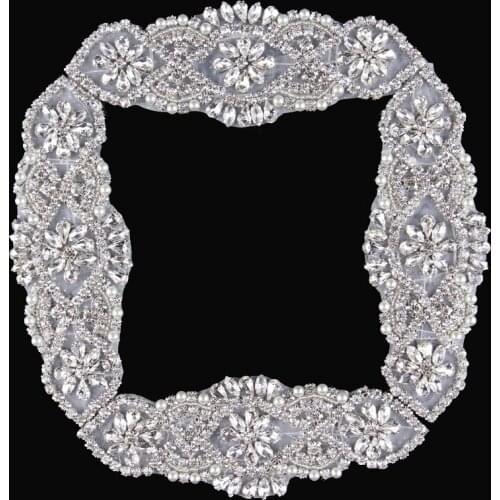 5pcs/lot)Fashion Sew On Hot Fix Beaded Crystal Rhinestone Appliques Patch For Girl Wedding Dress/Shoes Bridal Headpieces