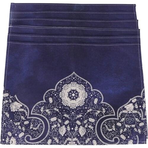 6 Pcs Blue Pattern Placemat Coasters Cup Dish Glass Table Mat Insulation Pad Kitchen Accessories Decoration