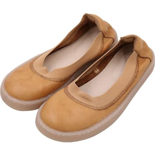 Genuine Leather Women Ballet Flats Shoes Office Cloth Sweet Loafers Womens Flats Pregnant Flats Shoes