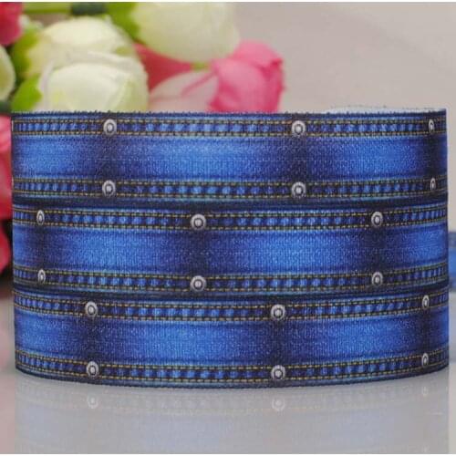 Free shipping 50yards 5/8 " 16mm jean color pattern printed ribbon FOE tape DIY
