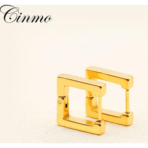 Cinmo Stainless Steel Piercing Earrings Square Shape Gold Korean Statement Stud Earrings For Men Women Wholesale Kpop Jewelry