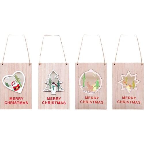 Wood Door Hanging Welcome Sign Decorations Wooden Board Home Wall Plaque Mall Cute Label Cards Christmas Tree Pendant