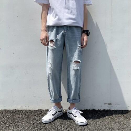 Good Quality jeans Light Blue Skinny Jeans Men Spring Summer Slim Fit Denim Jeans Men Cotton Stretch Denim Pants Cowboy Trousers