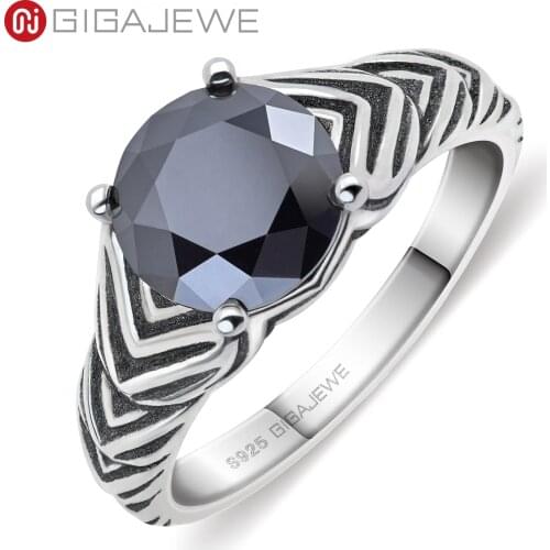 GIGAJEWE 2.0ct 8.0mm EF Round 925 Thai Silver Moissanite Ring Diamond Test Passed Jewelry Woman Girlfriend Gift