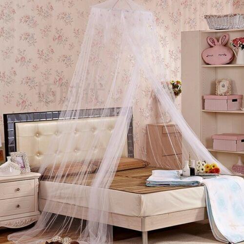Lace Bed Mosquito Netting Mesh Canopy Princess Round Dome Bedding Net White h*IS
