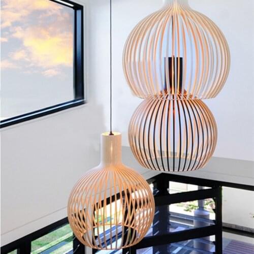Bamboo pendant light Black Wood Birdcage E27 bulb suspension lamp norbic home scandinavian deco rattan lighting