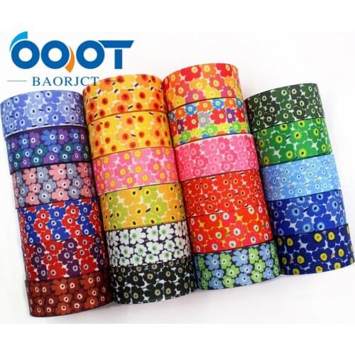 19321-1 7/8 inch 22mm flowers Printed grosgrain ribbon,10 yards DIY Hair accessories Material wedding gift wrap Party decoration