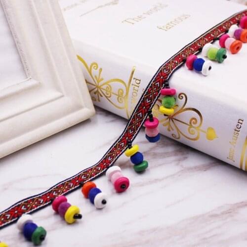 1Yards/Lot Ethnic Tassel Embroidery Lace Trim Tassels for Jewelry Diy Tassels Sewing Clothes Accessories Fabric Lace Ribbon